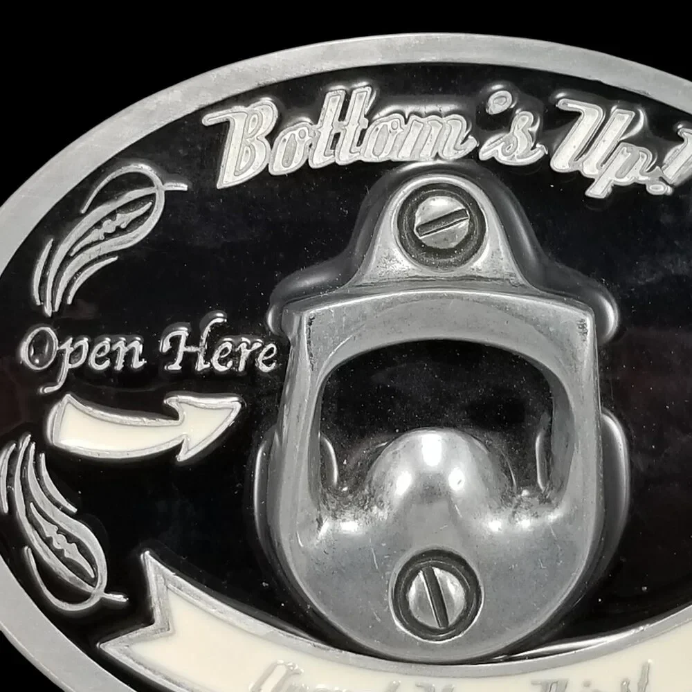 Belt‎ Buckle Bottle Opener Bottom's Up Quench Your Thirst Novelty Beer Drinking